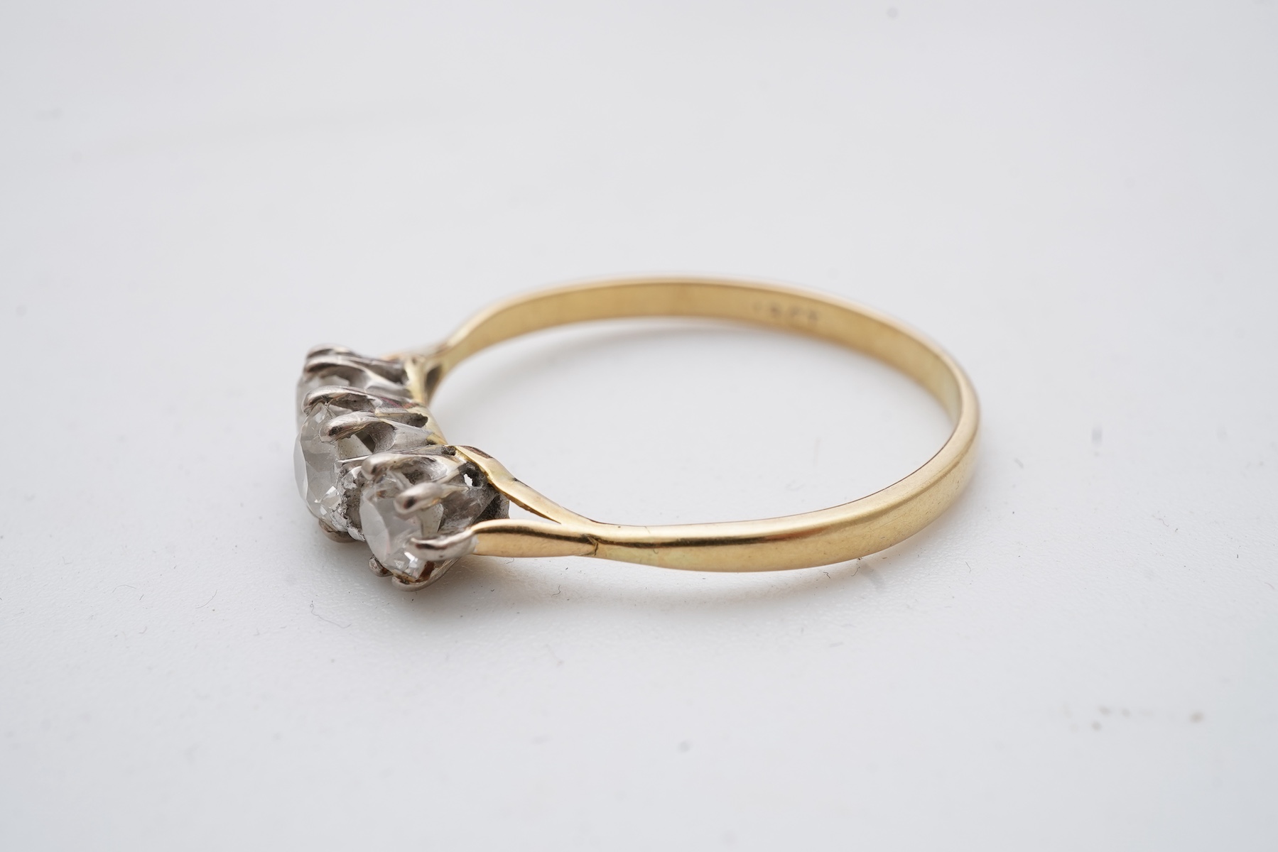 A diamond three-stone ring